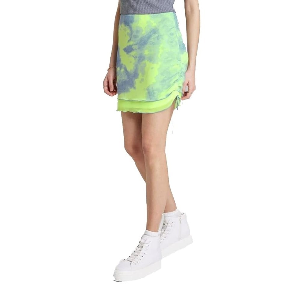 NEW Wild Fable Plus Size Mesh Side Ruched Neon Tie Dye Mini Skirt, XXL